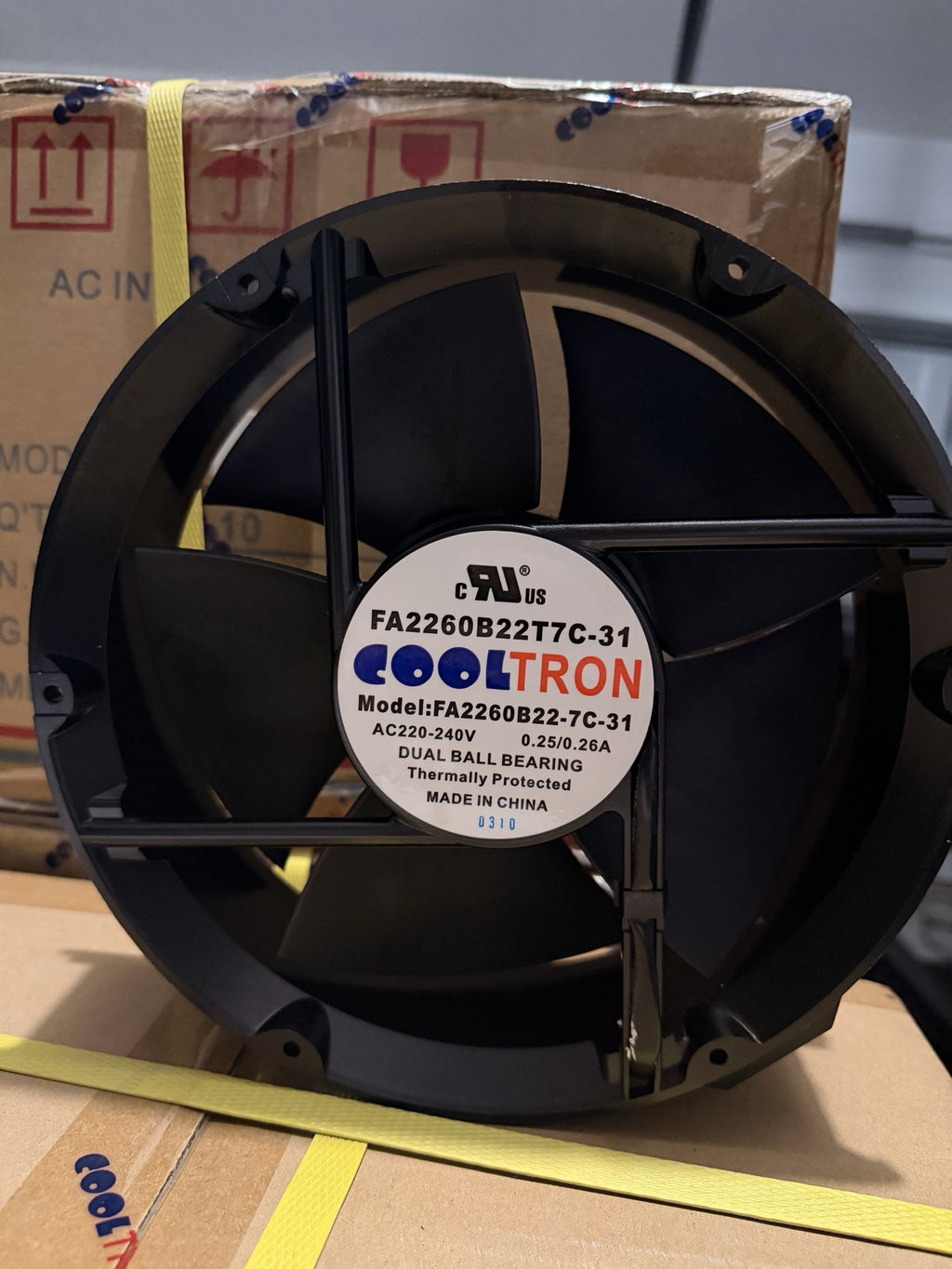 Cooltron FA2260B22T7C-31 220 mm AC Axial Fan, 220-240 V, Dual Ball Bearing, with Wire Finger Guard
