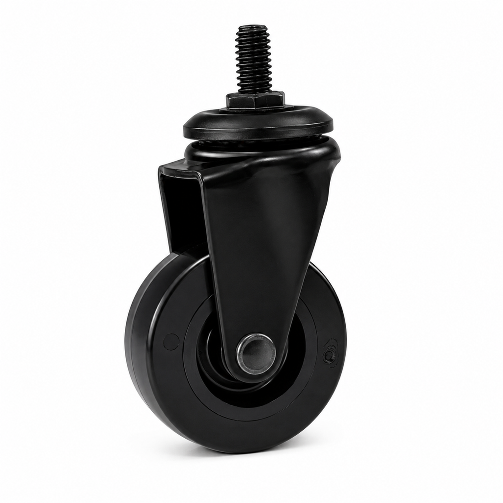 2 Inch Caster Wheels – Swivel Threaded Stem Casters (1/4"-20), Black, 4-Pack – Furniture & Small Cart Replacement