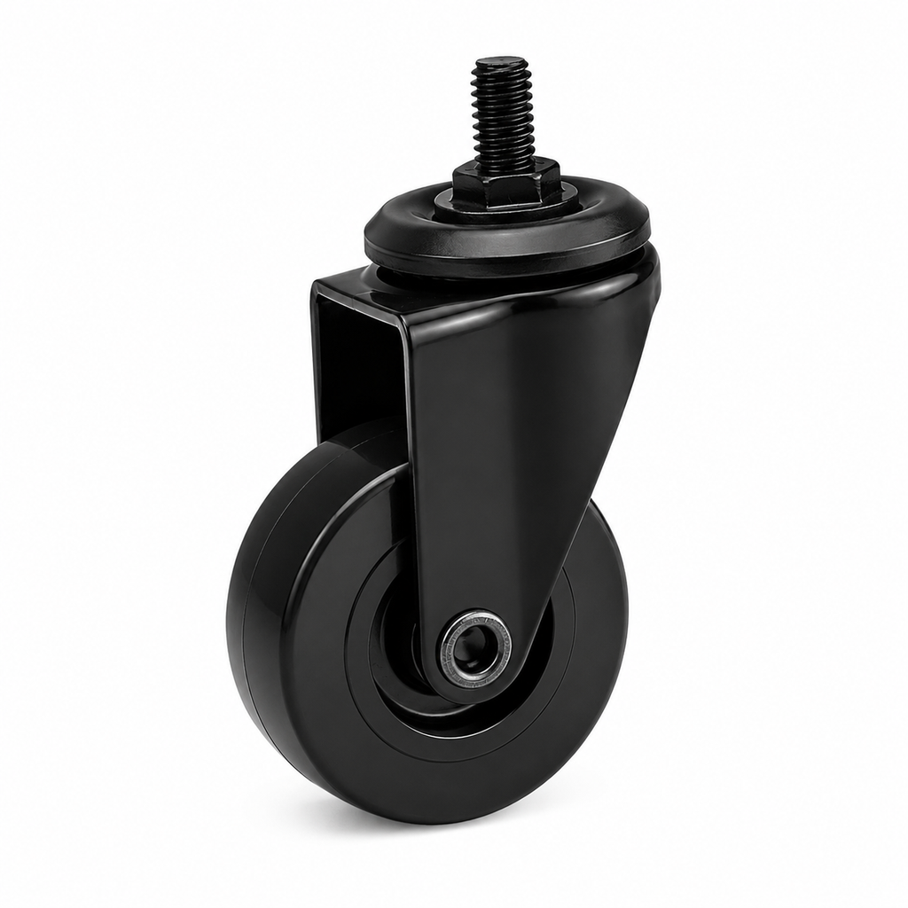 2 Inch Caster Wheels – Swivel Threaded Stem Casters (1/4"-20), Black, 4-Pack – Furniture & Small Cart Replacement
